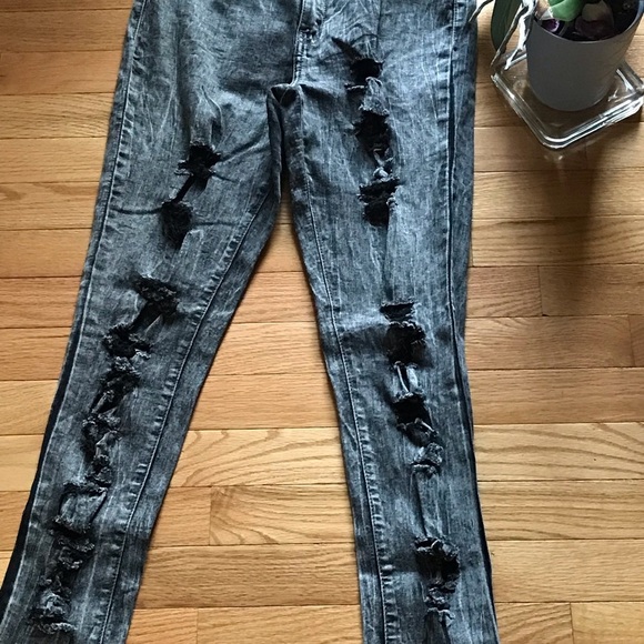 ♦️ Sz 9 | by Windsor | Black Ripped Super Skinny Bleu Jeans 🔥 - Picture 5 of 10